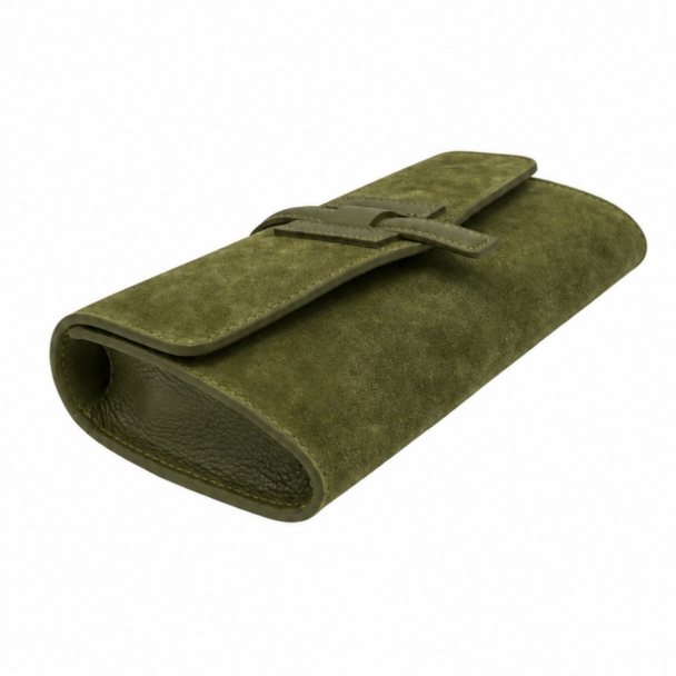 The Flap Clutch - Suede - Olive