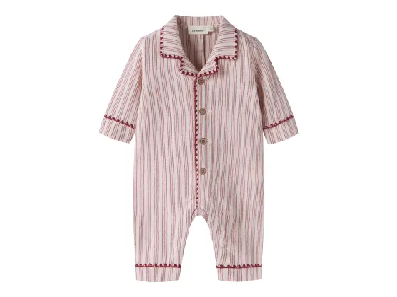 Sage Loose Night Suit, Turtledove / Biking Red - Lil' Atelier