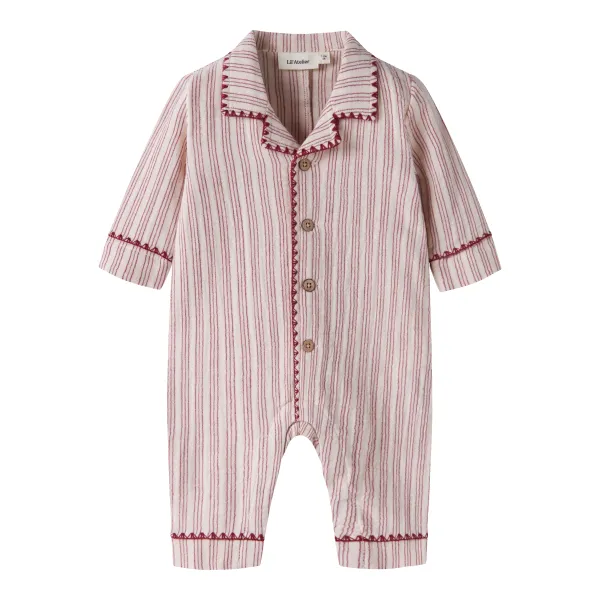 Sage Loose Night Suit, Turtledove / Biking Red - Lil' Atelier