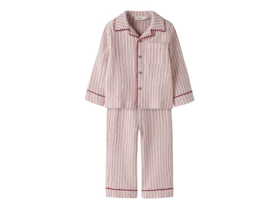 Sage Pyjamas Set, Turtledove / Biking Red - Lil' Atelier