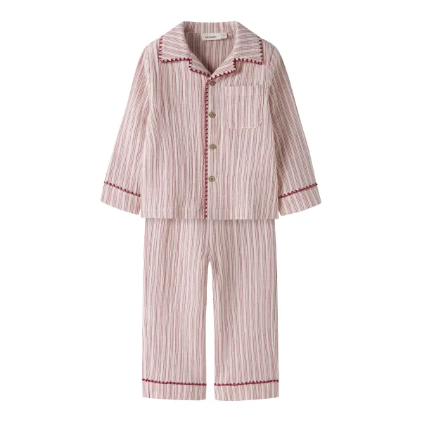 Sage Pyjamas Set, Turtledove / Biking Red - Lil' Atelier