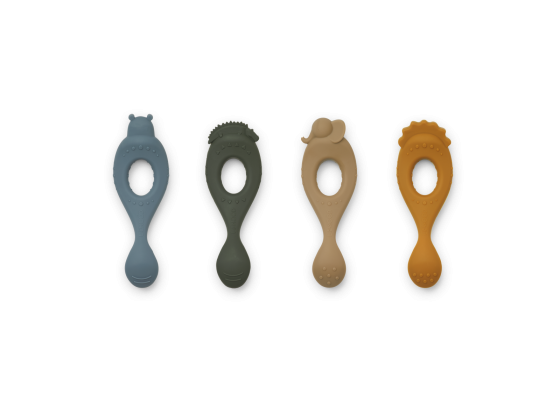 Liva silicone spoon 4-pack, Safari/blue multi mix - Liewood