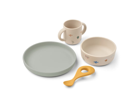 Vivi Printed Tableware Set, Flying / Sandy - Liewood