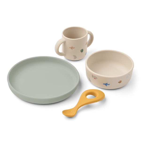 Vivi Printed Tableware Set, Flying / Sandy - Liewood