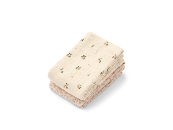 Lewis Muslin Cloth 2-Pack, Mini leo / Mini peach Mix - Liewood
