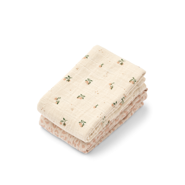 Lewis Muslin Cloth 2-Pack, Mini leo / Mini peach Mix - Liewood