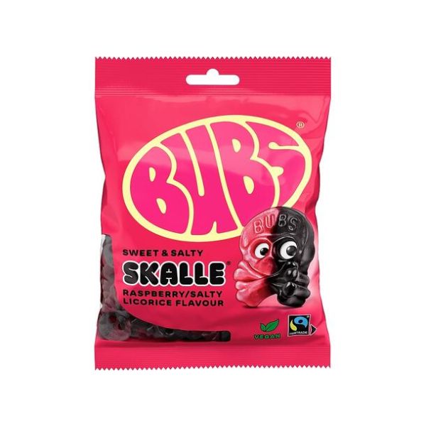 BUBS RASPBERRY/SALTY LICORICE SKALLE VEGAN 90g