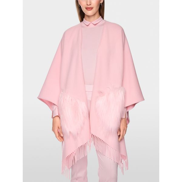 Rosa ullcape med fuskepelslommer fra MarcCain BC 14.02 W94 
