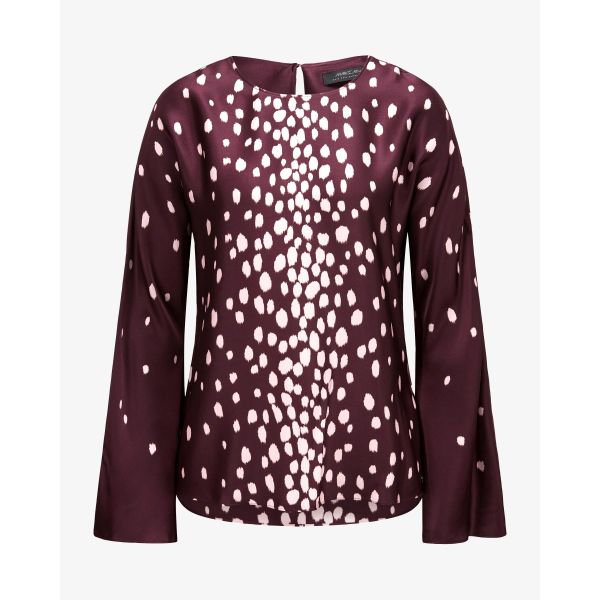Burgunder satinbluse med leopardmønster fra Marc Cain BC 51.34 W58 