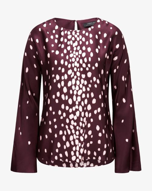 Burgunder satinbluse med leopardmønster fra Marc Cain BC 51.34 W58 