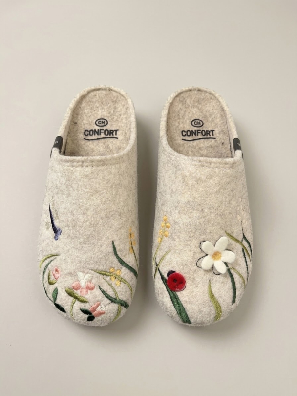 Flyflot Tøfler Pilar m/blomster Ull  - Image 3