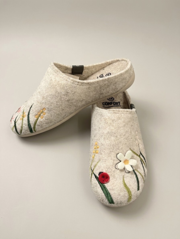 Flyflot Tøfler Pilar m/blomster Ull  - Image 2
