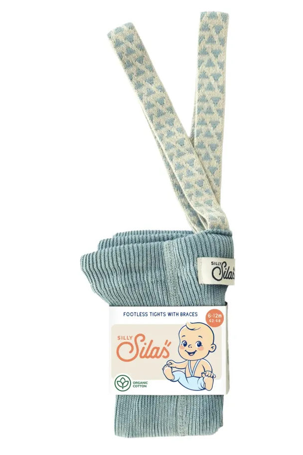 Footless Tights - Misty Blue Patterned - Image 1