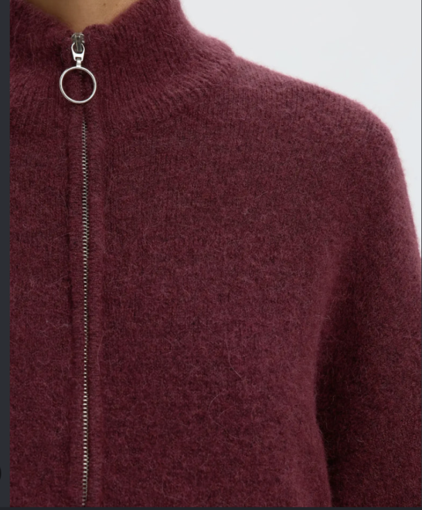Sia Ras Zipper Cardigan - Tawny Port   - Image 2