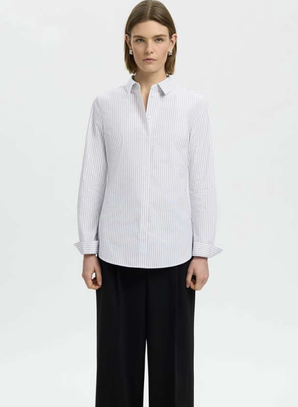Romie Striped Fitted Shirt - Bright White/Delicioso - Image 2