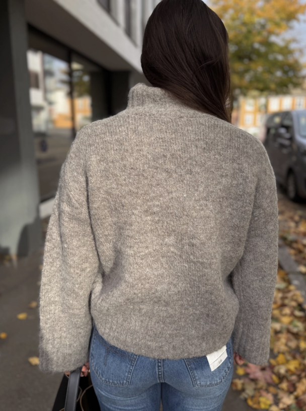 Gabriella Knit High Neck - Steel Gray Melange  - Image 2