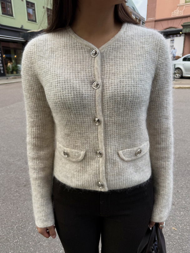 Andrea Knit Structure Cardigan - Birch - Image 1