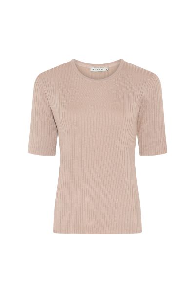 Topp Rib Rund Hals Camel 179-125