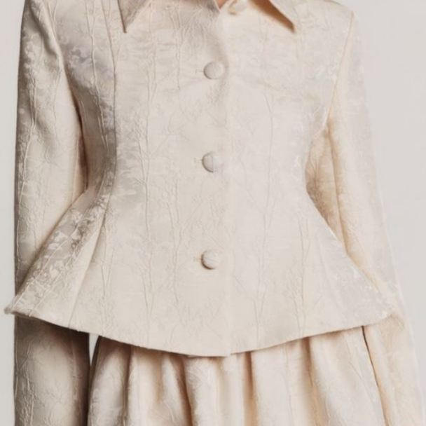 Brocade Blazer - Vintage White