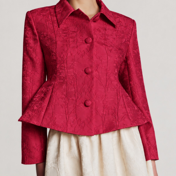 Brocade Blazer - Cherry