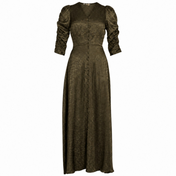 Jacquard Button-Down Dress - Forest