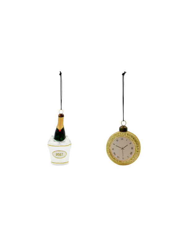 Julepynt i Glass - Champagne & Klokke - Image 1