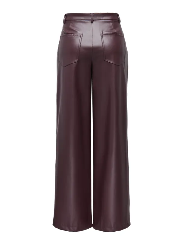 ONLNIELLA HW FAUX LEATHER WIDE PANT PNT - Image 3
