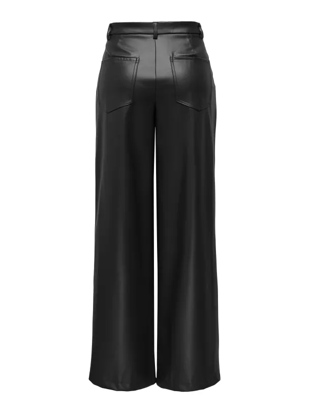 ONLNIELLA HW FAUX LEATHER WIDE PANT PNT - Image 2