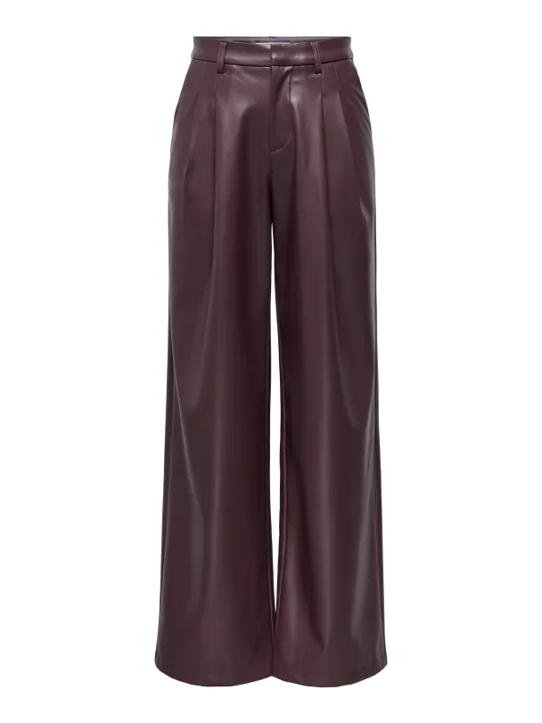 ONLNIELLA HW FAUX LEATHER WIDE PANT PNT - Image 1
