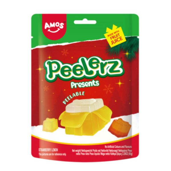 AMOS PEELERZ GUMMY CANDY CHRISTMAS PRESENTS – STRAWBERRY LEMON 65g