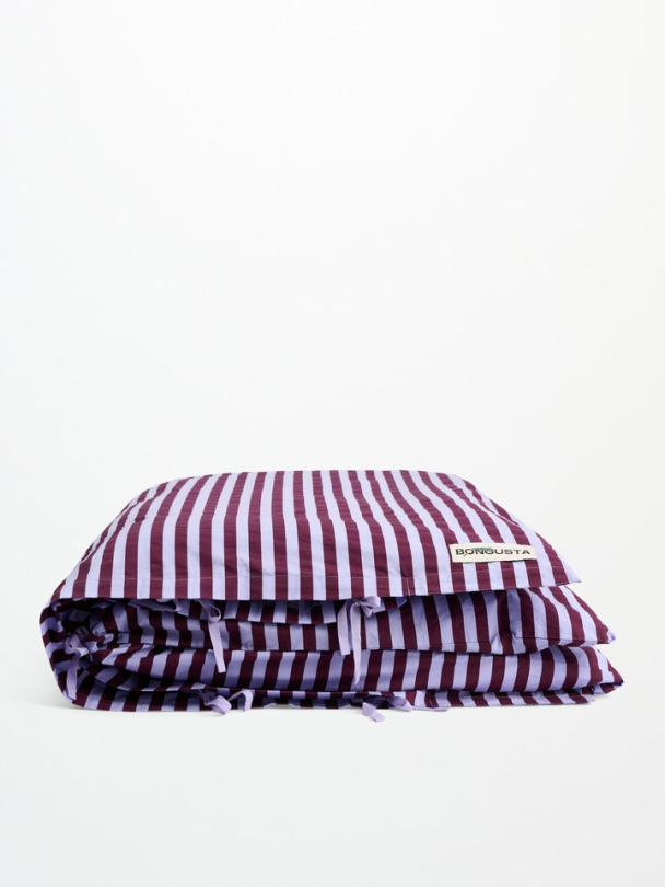 Percale Dynetrekk - Wine & Lavender Blue 140 x 200 cm - Image 1