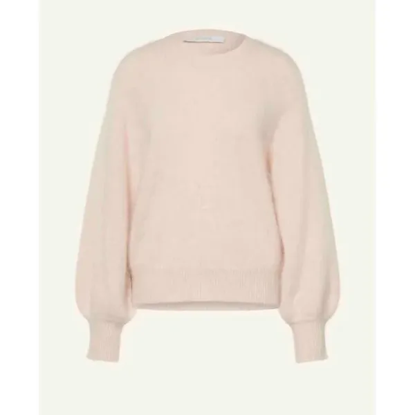 Lina Brushed – Lys beige strikkegenser i ull og kasjmir fra HERZENS