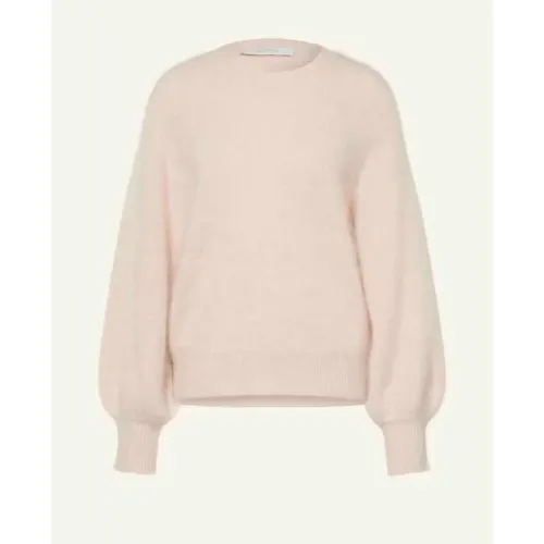Lina Brushed – Lys beige strikkegenser i ull og kasjmir fra HERZENS