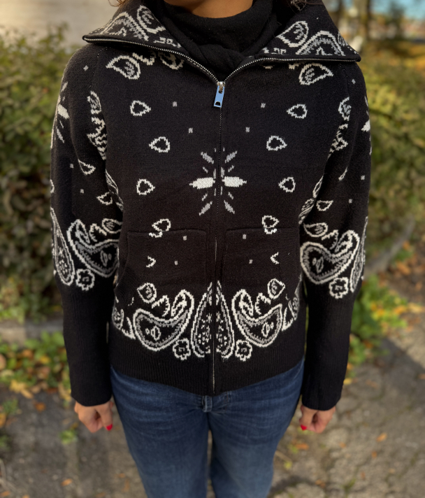 Paisley Zip Jacket - Black - Image 1