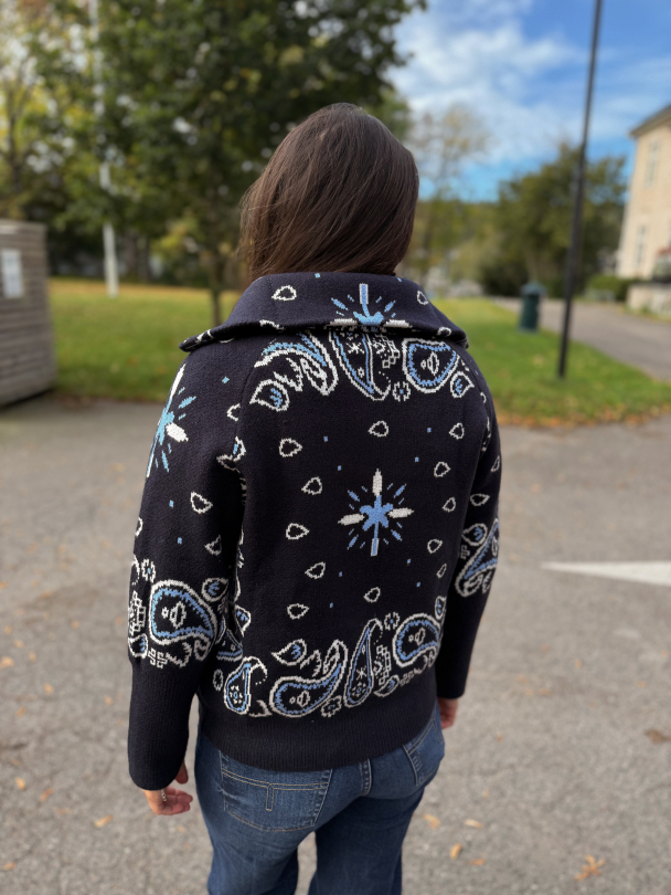 Paisley Zip Jacket - Navy - Image 3