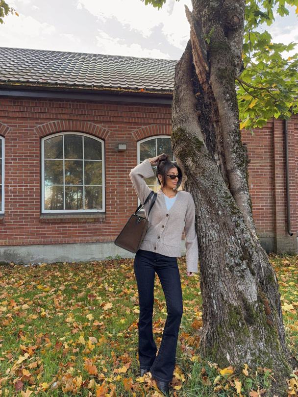 Emila LS Wool Knit Cardigan - Sandshell - Image 2
