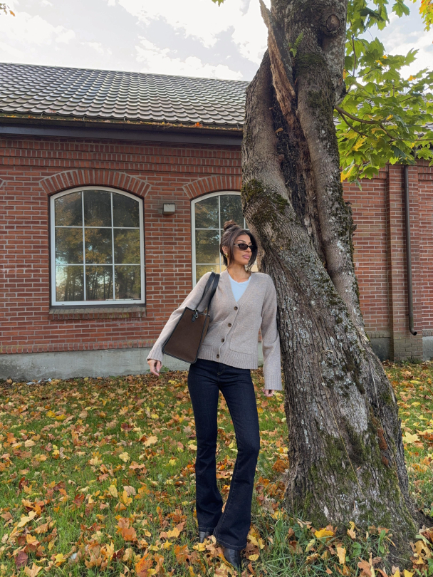 Emila LS Wool Knit Cardigan - Sandshell - Image 3