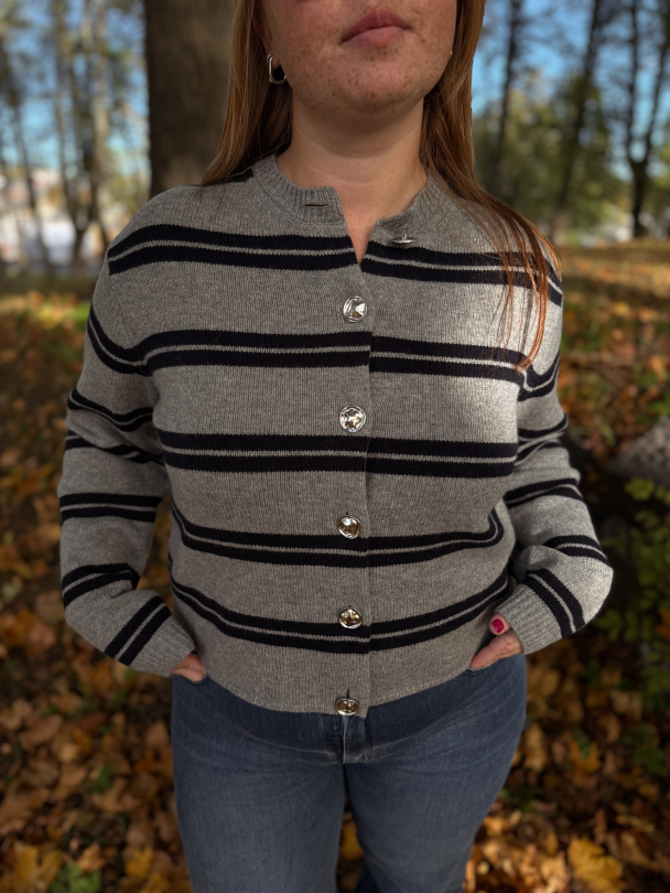 Alphaline LS Knit Cardigan - Mid Grey Melange - Image 1