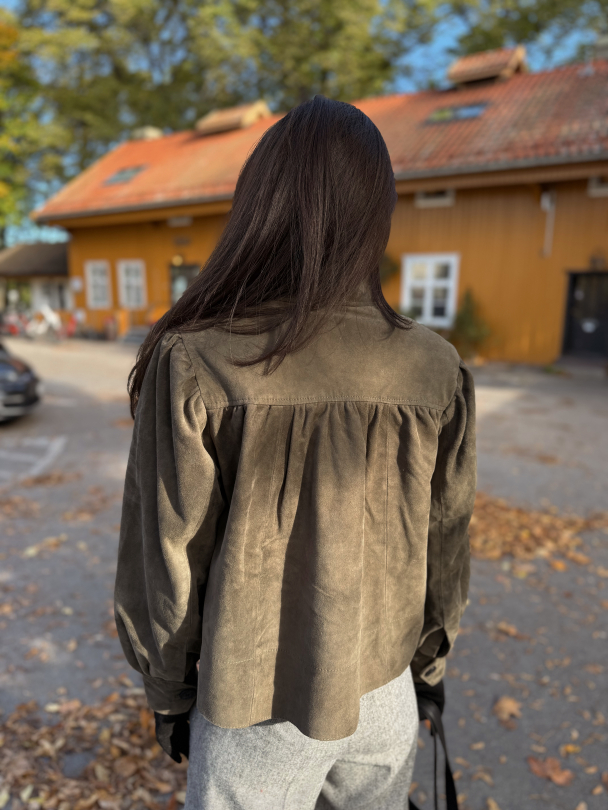 Zonie Suede Jacket - Black Olive - Image 6