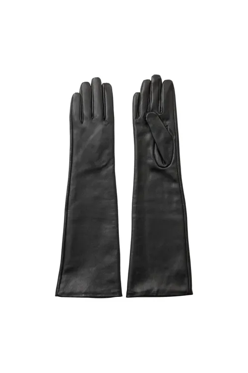 Gaby Leather Gloves – Lange sorte skinnhansker fra Co'Couture