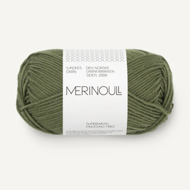 MERINOULL olivengrønn 9062