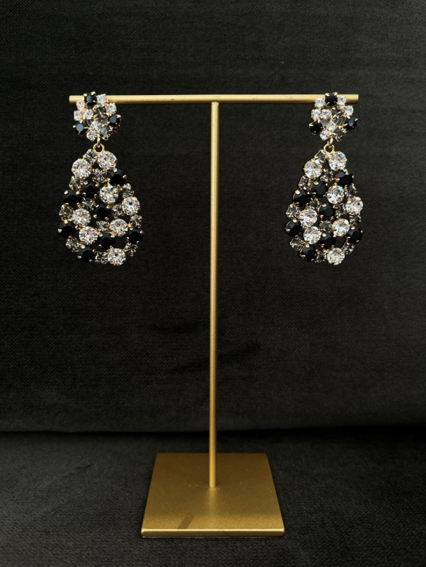 Hanna Earrings Gold - Jet Black Diamond