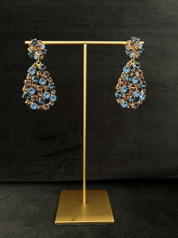 Hanna Earrings Gold - Smoked Blue Combo