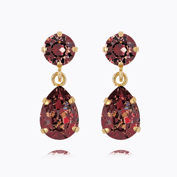 Mini Drop Earrings - Gold/Burgundy