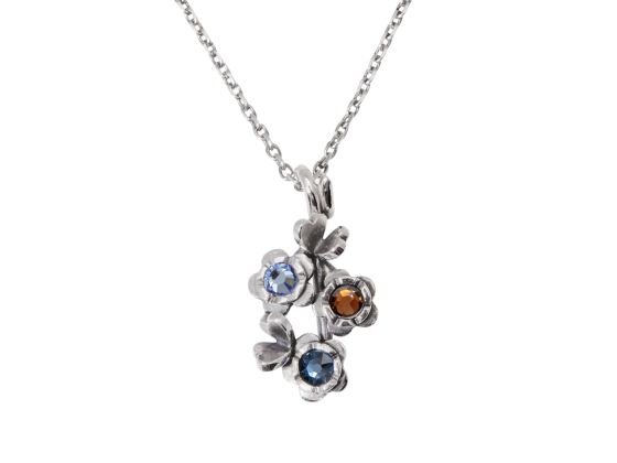 Maigull halskjede, oksidert (Light sapphire, montana og smoked topaz)