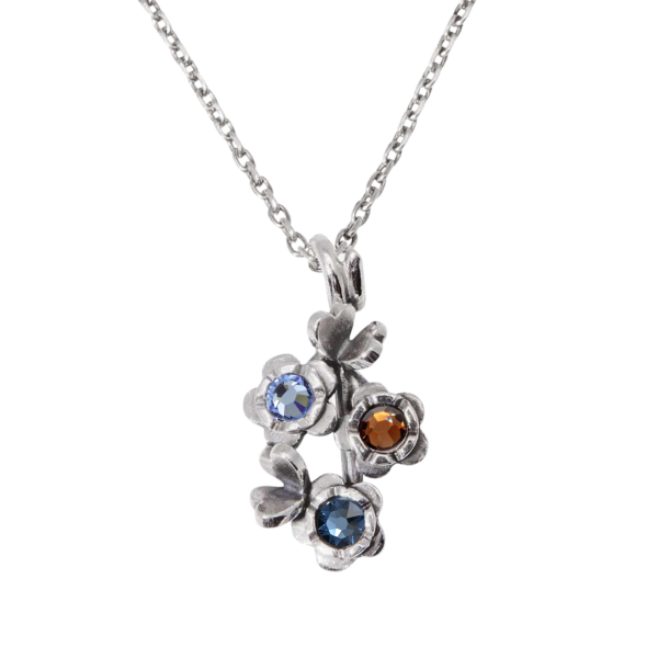 Maigull halskjede, oksidert (Light sapphire, montana og smoked topaz)