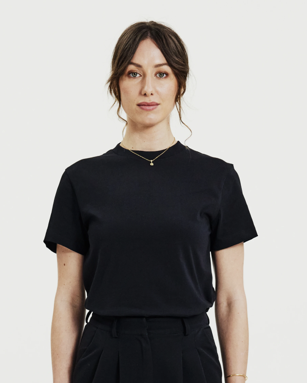 Crew-Neck Regular Tee - Black  - Image 1