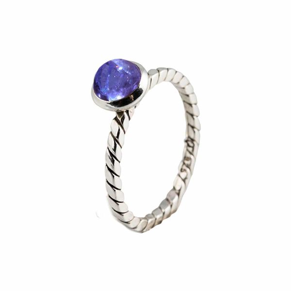 Sukkertopp s&oslash;lvring, oksidert (Tanzanitt)