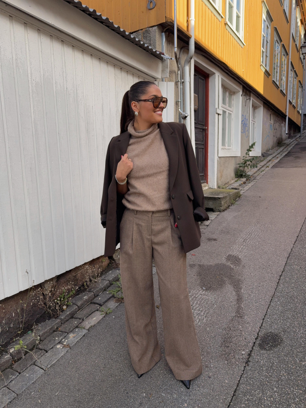 Rousaga Mae Wide Fit Trousers - Taupe - Image 4
