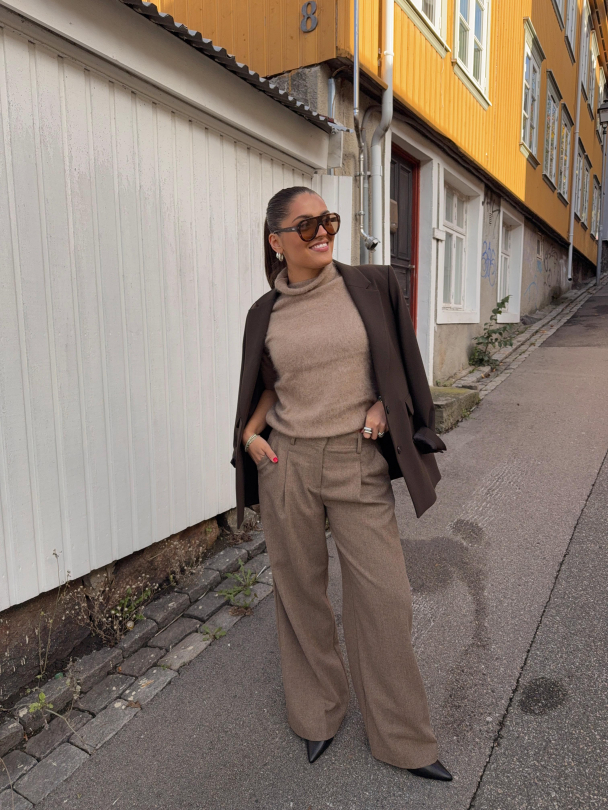 Rousaga Mae Wide Fit Trousers - Taupe - Image 3